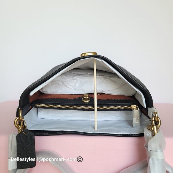 COACH Willow Polished Pebbled Leather Bucket Shoulder Bag- Black ⭐ - Picture 10 of 16